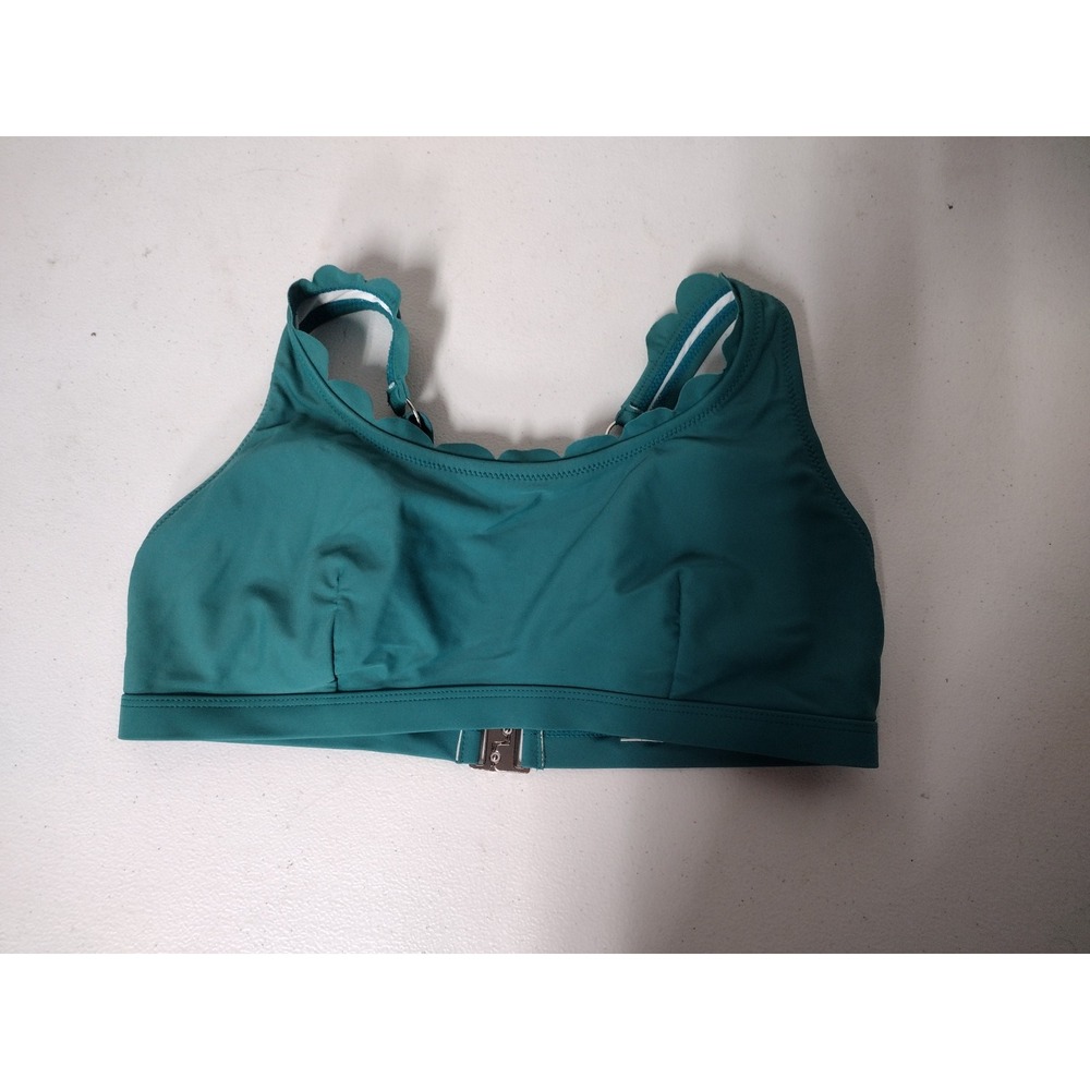 Charmo Teal Green Scalloped Bikini Top Adjustable Straps UPF 50+ Small